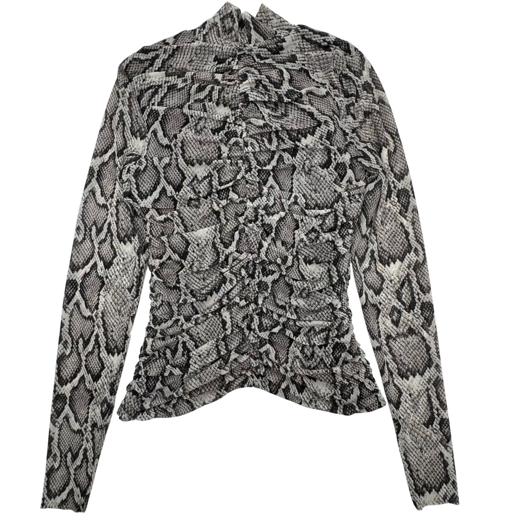 AFRM Snake-Print Mock Neck Long Sleeve Top in Black and Gray - Picture 2 of 11